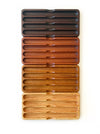 Eng Leather Co. wooden pen tray with leather accents, designed as a stylish pen box for organizing writing instruments.