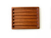 Eng Leather Co. wooden pen tray with compartments for organizing pens and stationery, made of polished wood and leather accents.