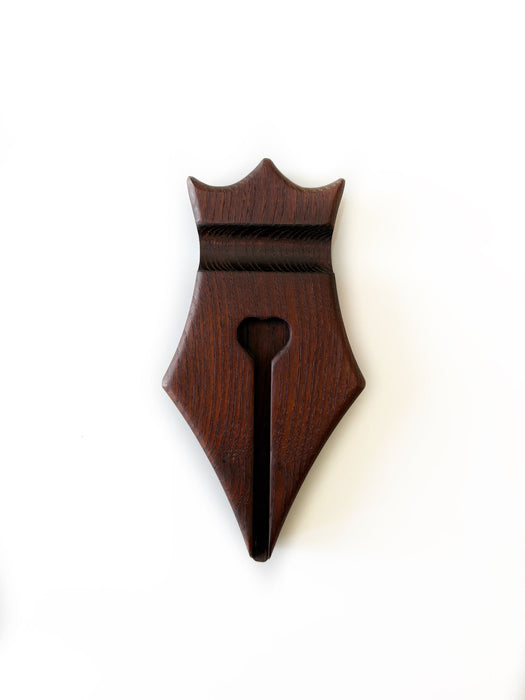 Eng Leather Co. wooden pen rest with smooth ash finish, designed to hold pens and keep desks organized.