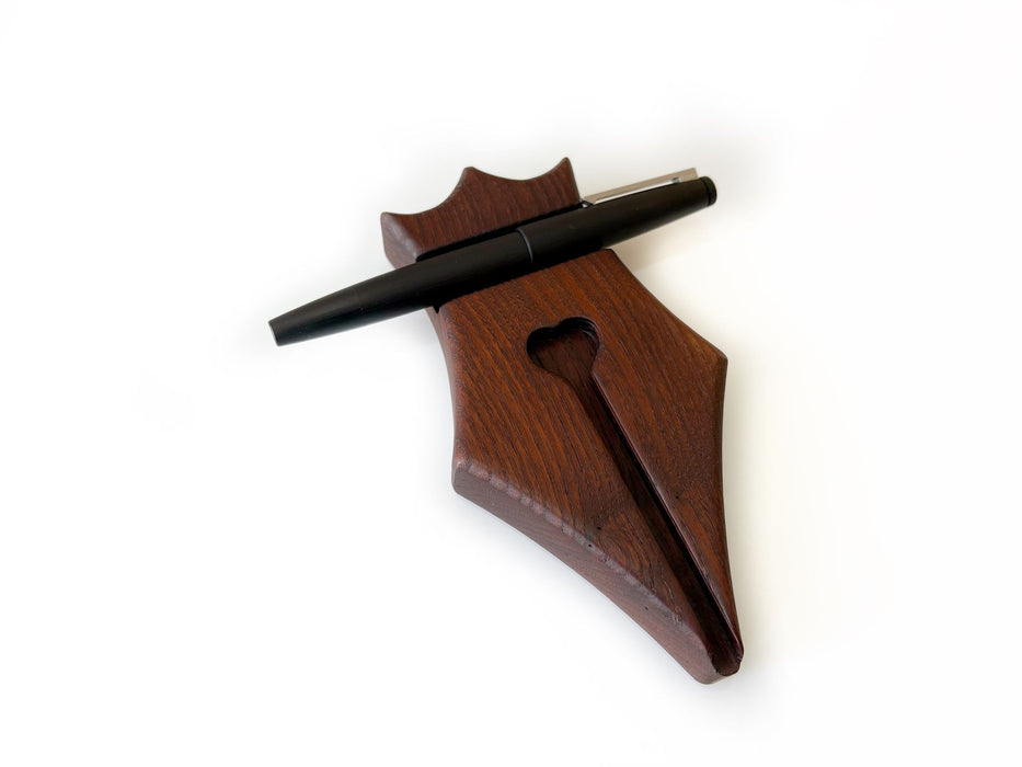 Eng Leather Co. wooden pen rest with a sleek design, perfect for organizing pens on a desk or workspace.