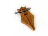 Eng Leather Co. wooden pen rest with a sleek design, featuring a smooth surface and a slot for holding a pen securely.