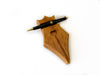 Eng Leather Co. wooden pen rest with a sleek design, featuring a polished iroko wood finish for elegant desk organization.
