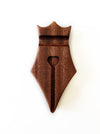 Eng Leather Co. wooden pen rest with a mahogany finish, designed to hold pens and prevent ink stains on desks.