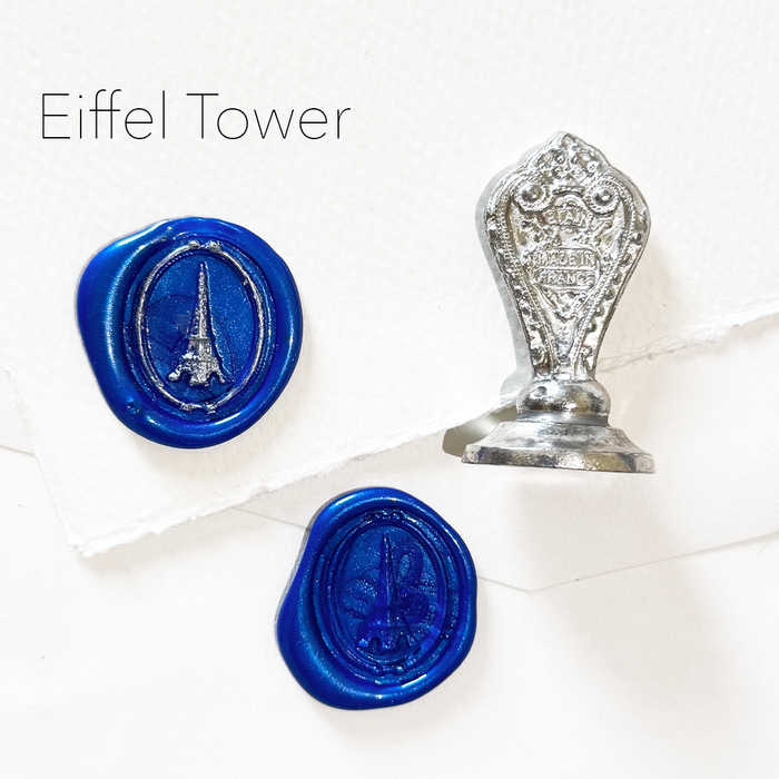Le Potier D'etain wax seal featuring the Eiffel Tower design, detailed metal stamp for sealing and decoration.