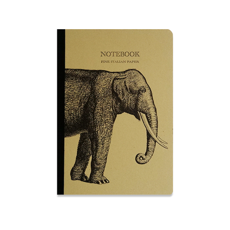 Rossi elephant journal with lined pages featuring a detailed elephant illustration on the cover for writing and note-taking.
