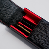Black Eng Leather Co. 3-pen hard case with durable leather exterior and secure zipper closure for stylish pen storage.