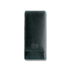 Green leather pen case by Eng Leather Co. with three compartments, designed for storing and protecting writing instruments.