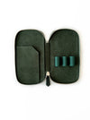 Eng Leather Co. 3-slot leather pen case in Aurora Light green with smooth finish and secure closure for stylish organization.