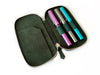 Eng Leather Co. 3-slot leather pen case in Aurora Light green, showcasing a sleek, compact design for storing pens.