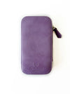 Light lavender leather pen case with three slots by Eng Leather Co., showcasing smooth texture and sleek design.