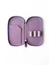 Light lavender leather pen case with three slots by Eng Leather Co., showcasing smooth textured material and elegant craftsmanship.
