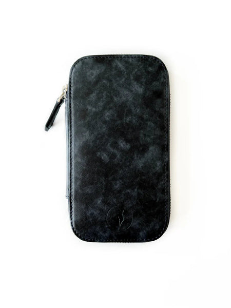Dark Cloud leather pen case by Eng Leather Co. with three slots, showcasing a sleek, durable leather design.