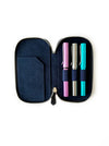 Eng Leather Co. 3-slot leather pen case in Night Storm Blue, showcasing its sleek design and smooth leather finish.