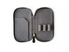 Dark cloud gray leather pen case by Eng Leather Co. with three slots, designed for stylish, organized pen storage.