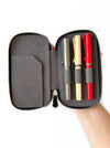 Eng Leather Co. 3-slot leather pen case in Night Storm grey, featuring a sleek design for stylish pen storage.