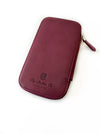 Eng Leather Co. burgundy leather pen case with three slots, designed for stylish organization of writing instruments.