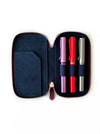 Eng Leather Co. burgundy leather 3-slot pen case with soft texture, designed for organizing and protecting writing instruments.