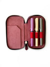 Eng Leather Co. burgundy leather pen case with three slots, soft texture, designed to hold and organize writing instruments.