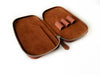 Eng Leather Co. 3-slot leather pen case in toffee color, showing its sleek design and smooth leather texture.