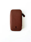 Eng Leather Co. 3-slot leather pen case in toffee color, featuring a sleek, compact design with smooth leather finish.