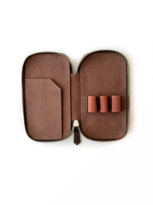 Eng Leather Co. 3-slot leather pen case in galaxy design, showcasing a sleek, compact storage solution for pens and writing instruments.