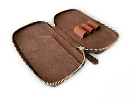 Eng Leather Co. 3-slot leather pen case in galaxy pattern, designed to hold multiple pens, with a sleek and stylish look.