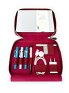 Dark black violet leather pen case with four slots from Eng Leather Co. designed for A5-sized organizers.