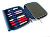 Midnight blue Eng Leather Co. 9-slot leather pen case with smooth finish and organized space for pens and writing instruments.