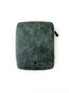 Eng Leather Co. 9-slot leather pen case in patina copper green showing smooth leather texture and multiple pen slots.