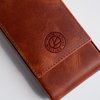 Light brown leather pen case by Eng Leather Co. with a 3-pen capacity, featuring a sleek, durable design for everyday use.