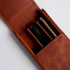 Light brown leather pen case from Eng Leather Co., featuring a 3-pen capacity with a sleek, durable design.