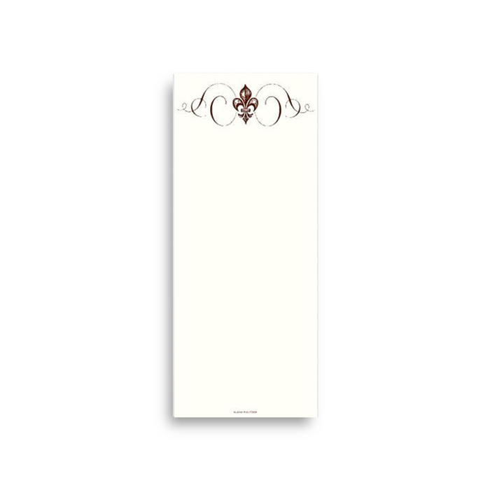 Alexa Pulitzer FDL Scrolls long pad featuring detailed scroll designs on soft, absorbent menstrual pad for comfort and protection.