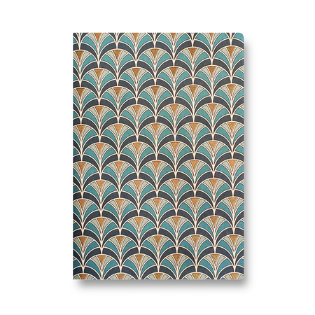 Kartos A5 soft cover journal with a fish scale texture, featuring a colorful, patterned cover design for note-taking and journaling.