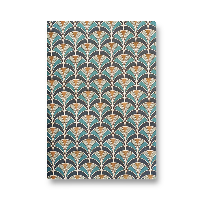 Kartos A5 soft cover journal with a fish scale texture, featuring a colorful, patterned cover design for note-taking and journaling.