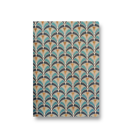 Kartos A6 soft cover journal with fish scale pattern, featuring textured, colorful pages ideal for writing and note-taking.