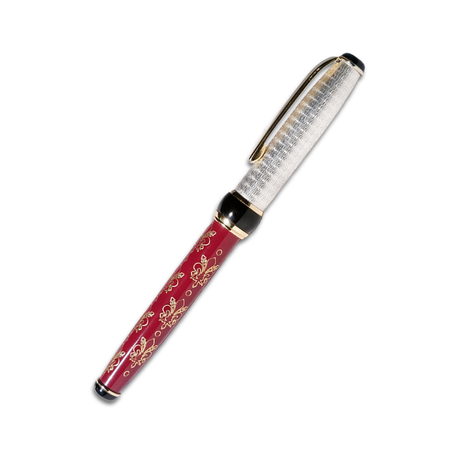 Grifos Fleur De Lis fountain pen with intricate decorative design and smooth black ink nib for elegant writing.