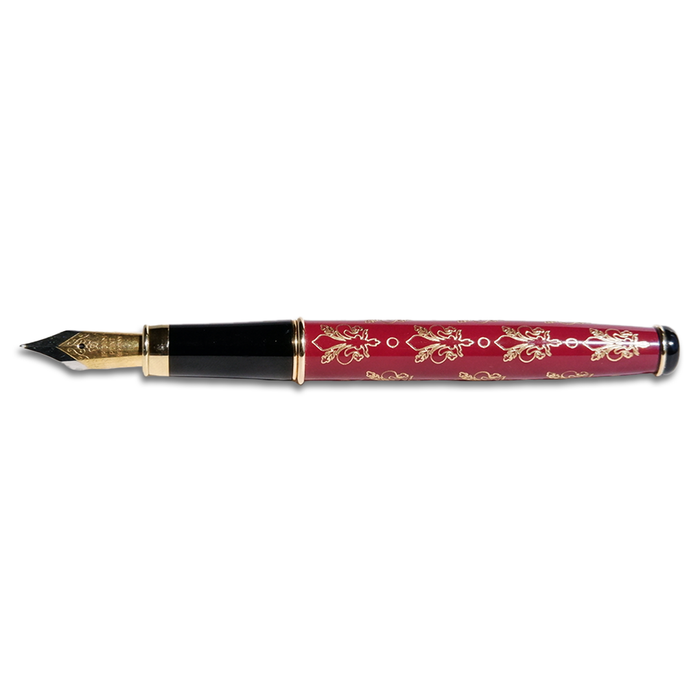 Elegant Grifos Fleur De Lis fountain pen with gold accents and detailed design, showcasing its classic writing instrument style.