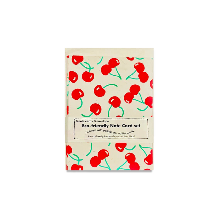 Giftsland cherry notecards featuring floral cherry illustrations on white cardstock for writing notes or greeting cards