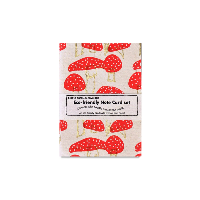 Giftsland mushroom-themed notecards with botanical illustrations, featuring earthy colors and detailed mushroom artwork.