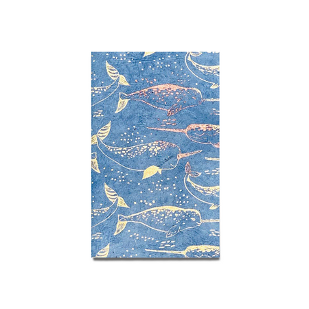 Giftsland narwhal journal with whale illustration on cover, featuring lined pages for writing and note-taking.