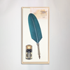 Green glass Bortoletti feather dipping pen set 83, elegant writing instrument with a feather design for calligraphy and artistic writing.