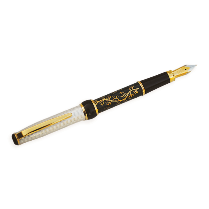 Silver and gold Grifos Ivy fountain pen with sleek design, featuring a smooth ink nib and elegant finish.