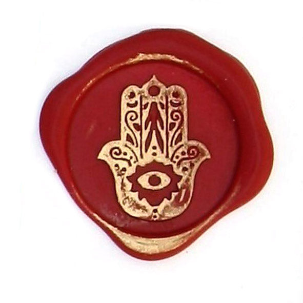 Bortoletti Symbol wax seal featuring a Hand of Fatima design on a white background.