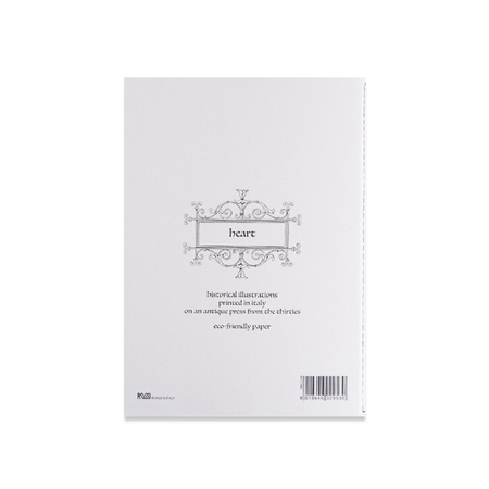 Rossi soft cover stitched A5 journal with a heart design on the front page.