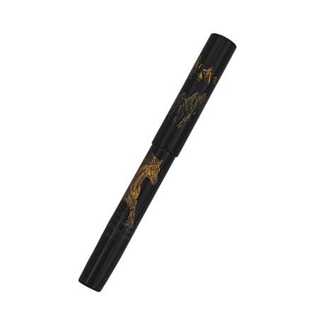 Cathay fountain pen featuring a chinkin horse design on a sleek writing instrument, ideal for collectors and enthusiasts.