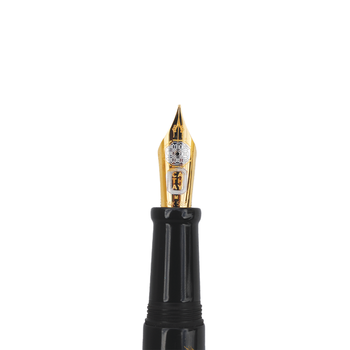 Cathay fountain pen featuring a chinkin horse design on the body, elegant writing instrument with intricate artwork.