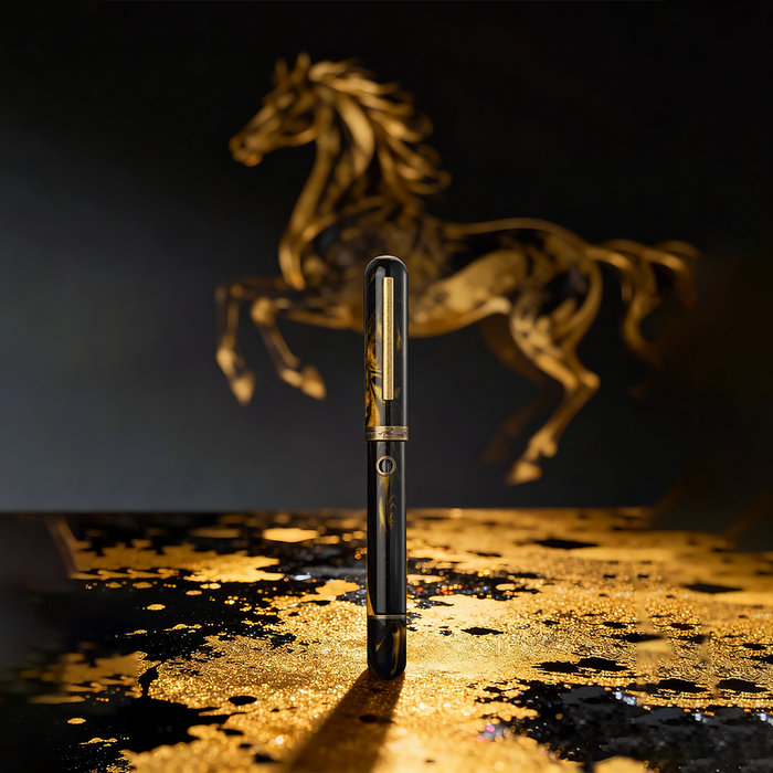 Nahvalur Pen of the Year fountain pen featuring a detailed horse design, limited edition collectible writing instrument.