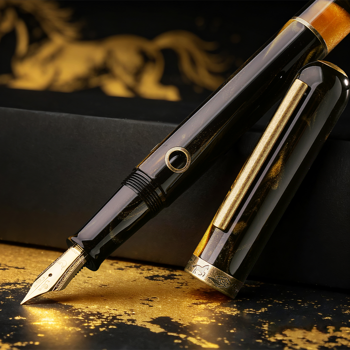 Nahvalur Pen of the Year fountain pen featuring a detailed horse design in a limited edition model.