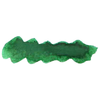 Bottle of Papier Plume Ivy Green calligraphy ink with a black cap and label, showcasing vibrant green ink in a glass bottle.
