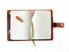 Eng Leather Co. A5 leather notebook folio in dark Toscano brown with smooth leather finish and stitched details.